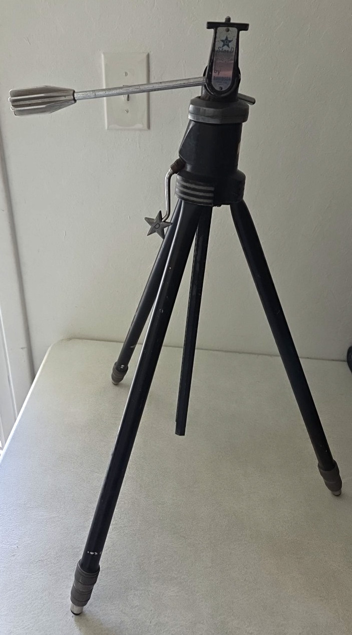 * Vintage Star D DAVIDSON Conquest Tripod Deco Style black and chrome retro noir