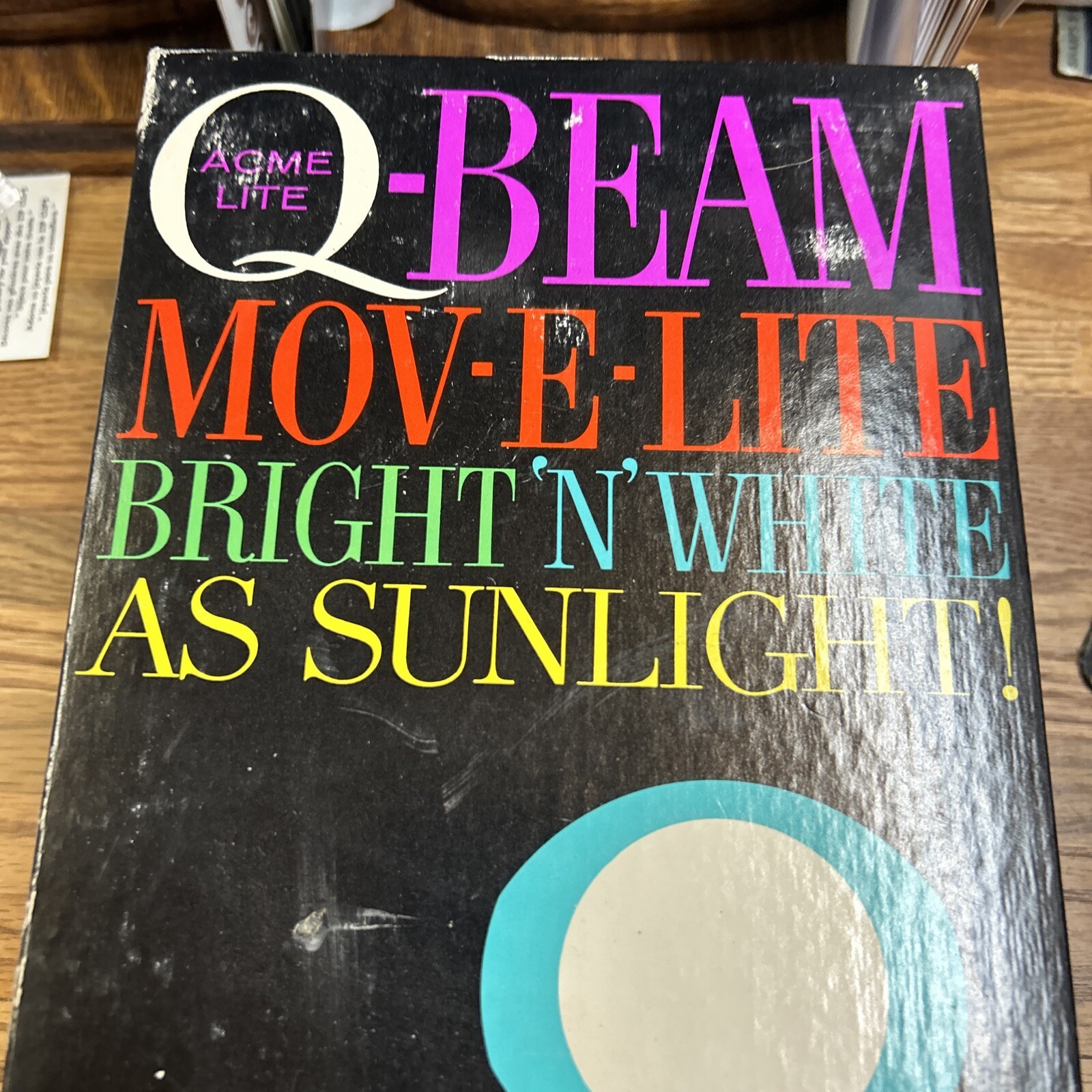 Vintage Acme Lite Beam Mov-E-Lite Bright ‘N’ White As Sun Light NEW In Box