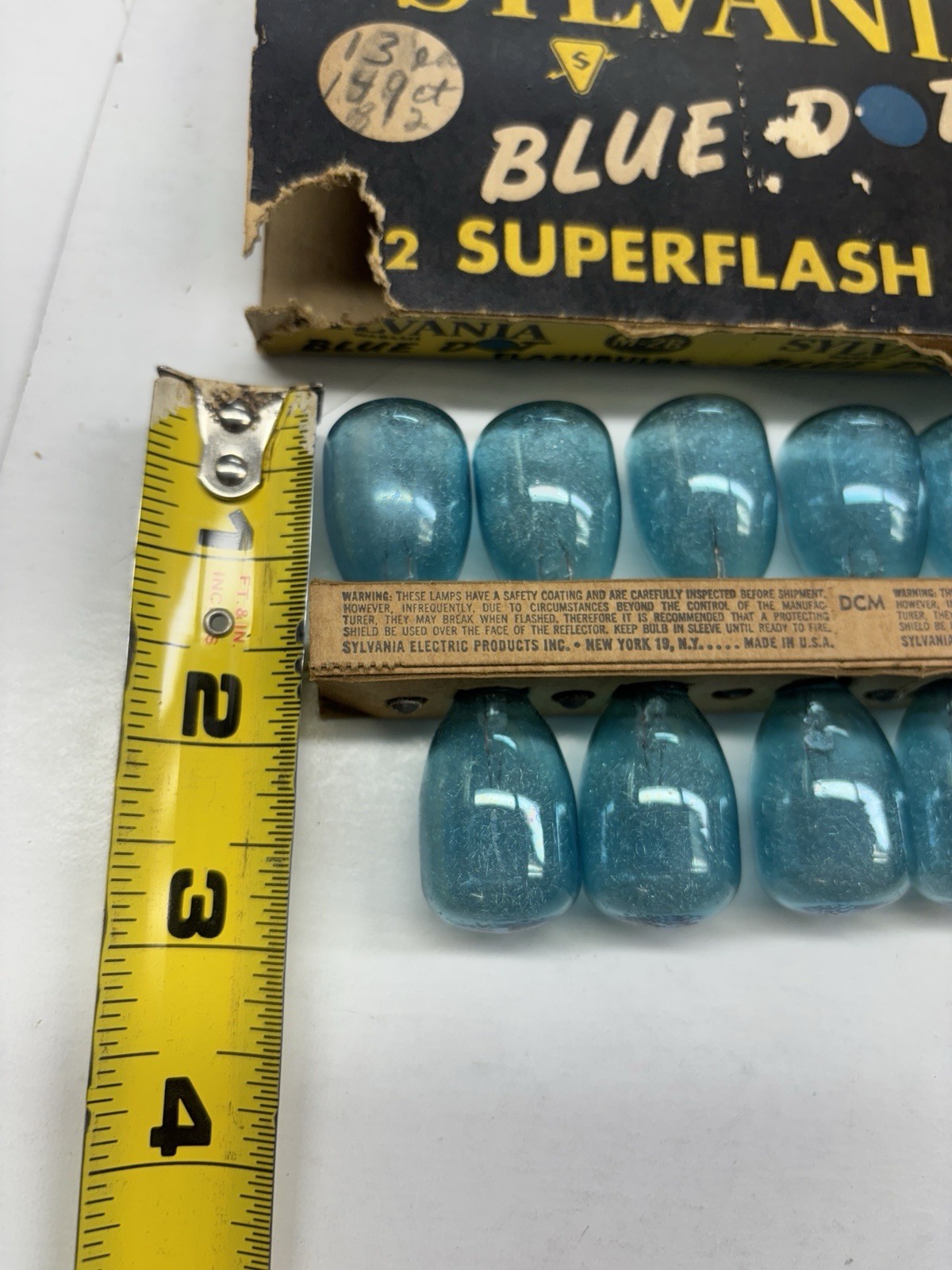 Vintage Sylvania M2B Blue Dot Flashbulbs 11 Incomplete Blue Tint Flash Bulbs