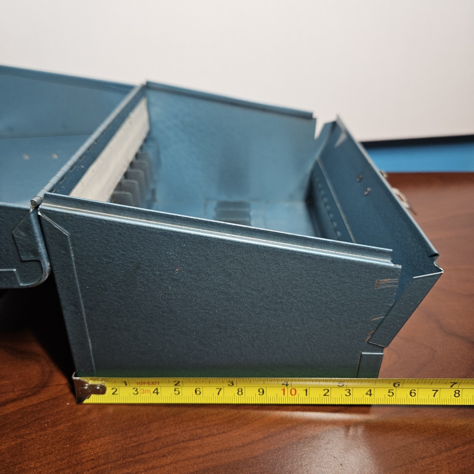 Vintage Logan Deluxe Metal 8mm Film Reel Metal Chest 12 Slots – Blue