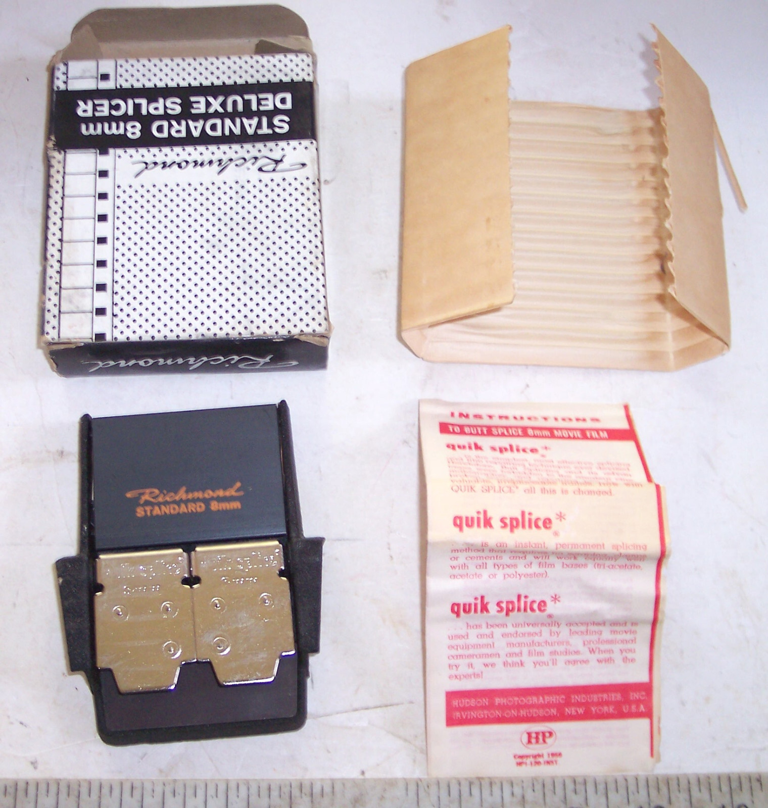 2 Vintage Metal Richardson Standard 8mm Film Splicer w/ Instructions, Unused NOS