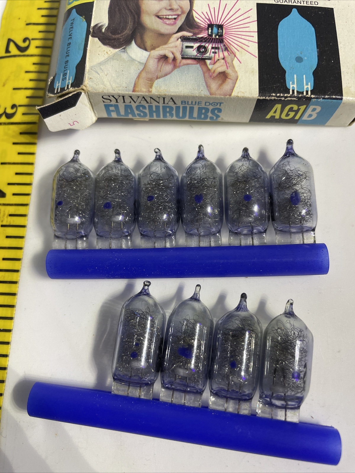 Vintage Sylvania Blue Dot Flashbulbs AG1B Old Stock 10 Bulbs GA18