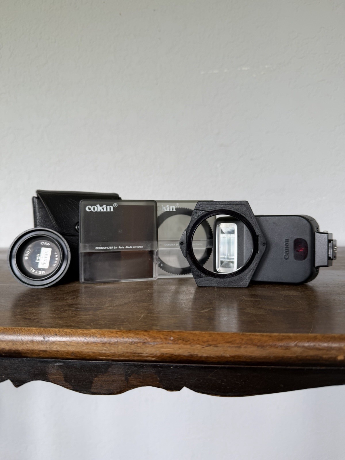 Vintage Photography Lot Canon Speedlite 200E Flash, Cokin Filter System & Cases