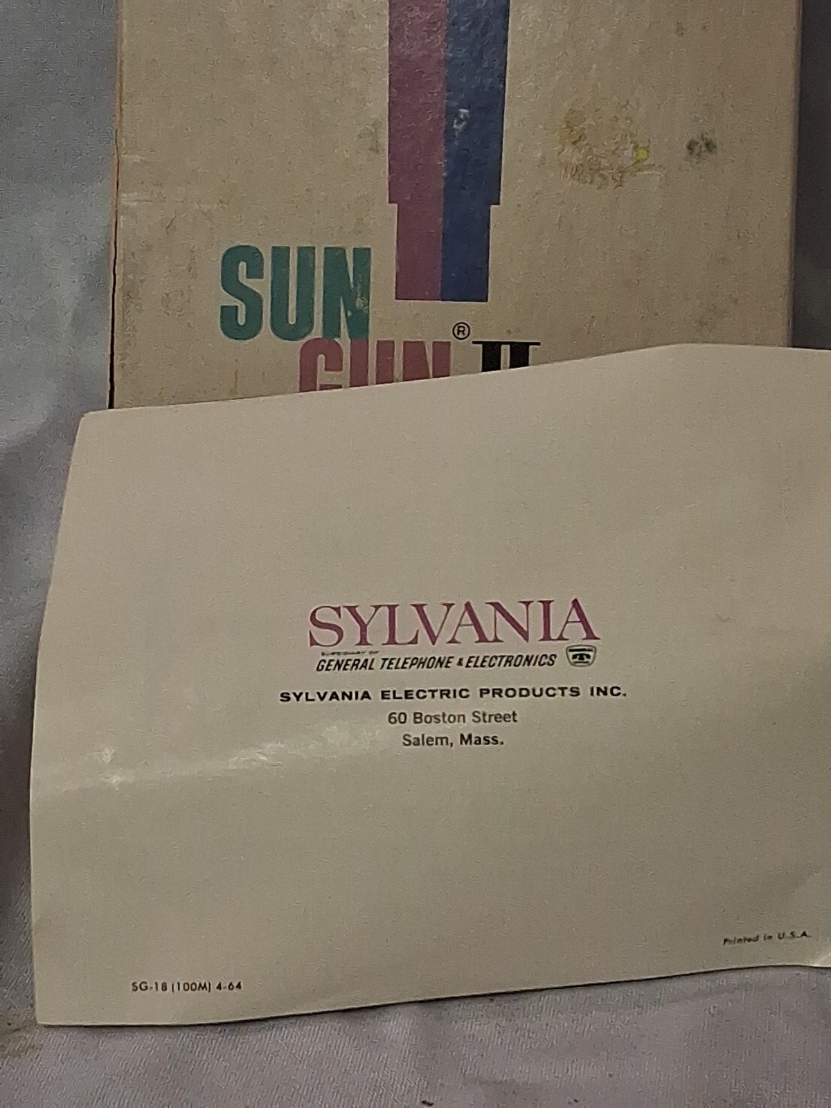 Sylvania Sun Gun II Model SG-55 Movie Light In Original Box W Manual Untested