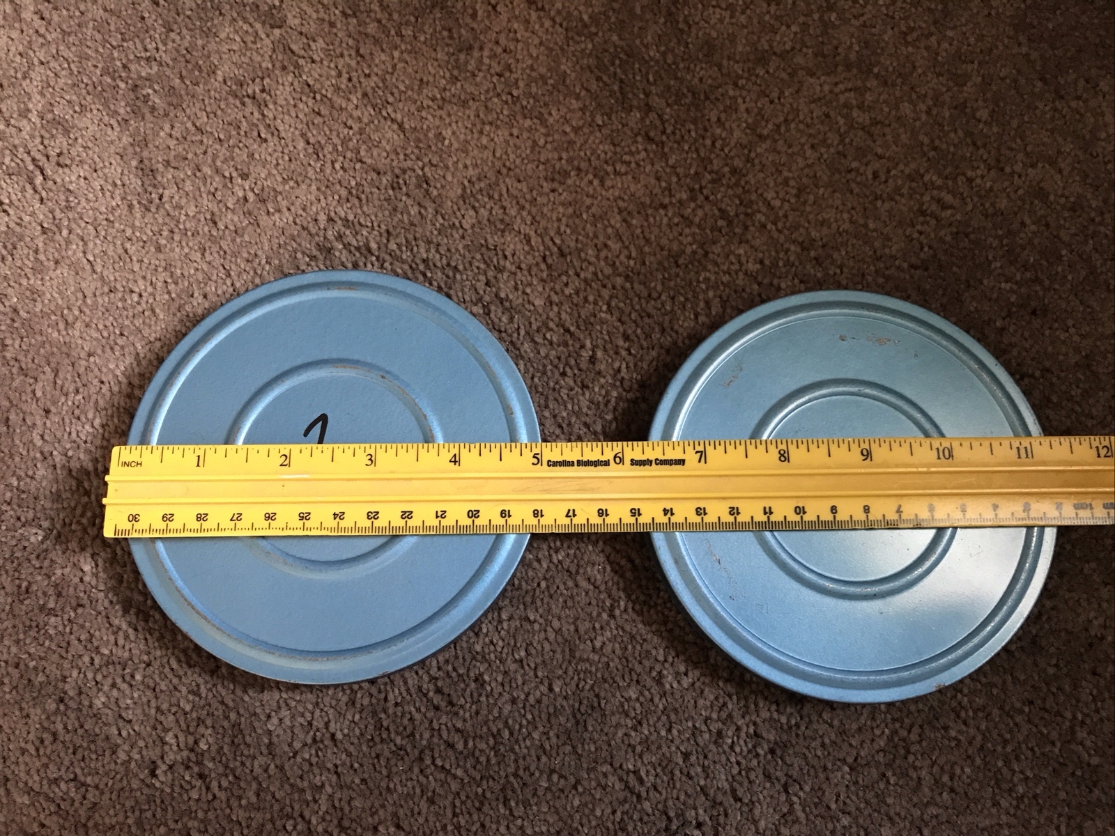 (2) Vintage Compco Corp. 8mm 5” Blue Film Reel Canister and Reel Universal