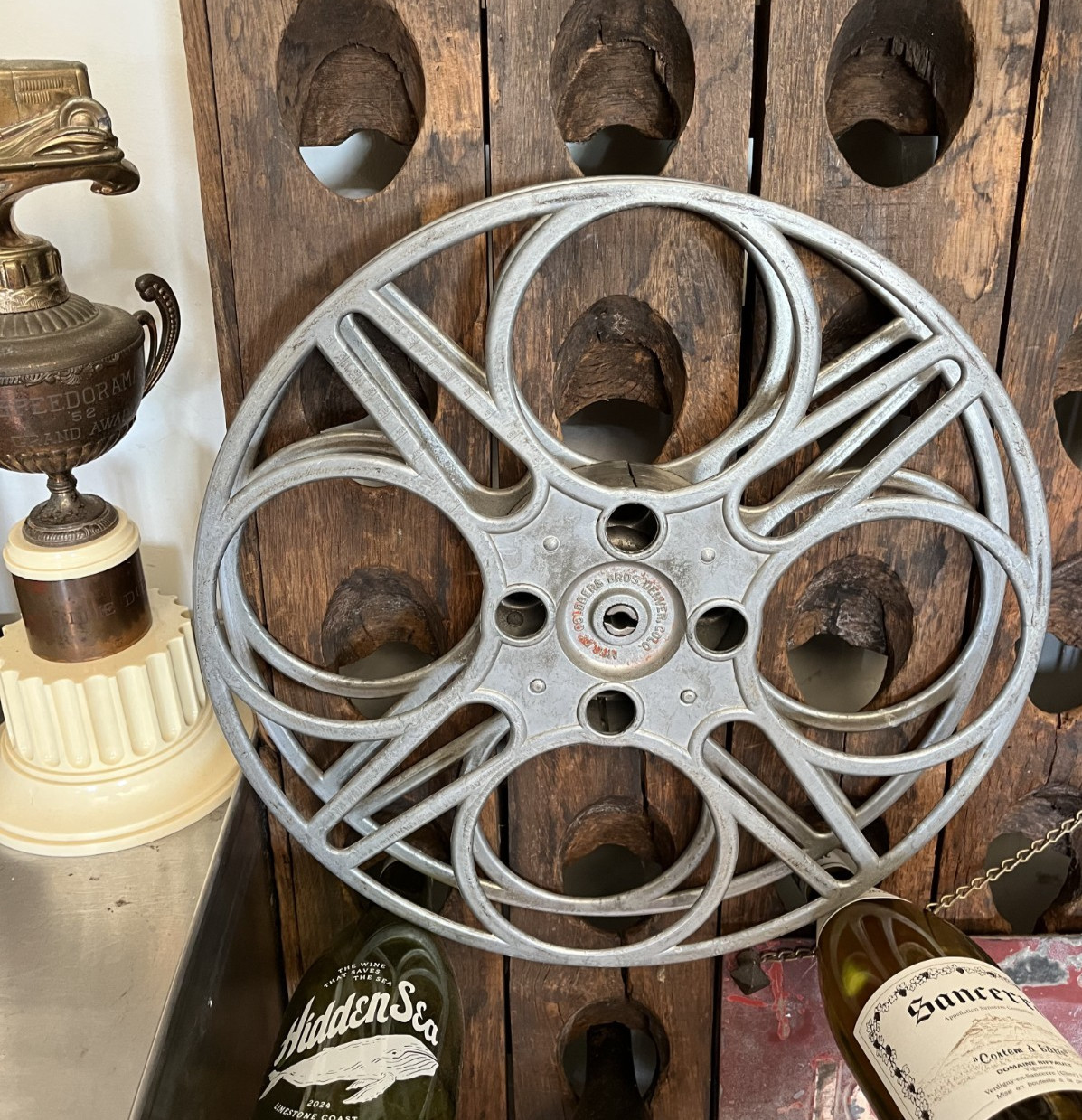 Vintage Goldberg Bros. 15″ Movie Reel 4 holes – Denver Co. Cast Aluminum
