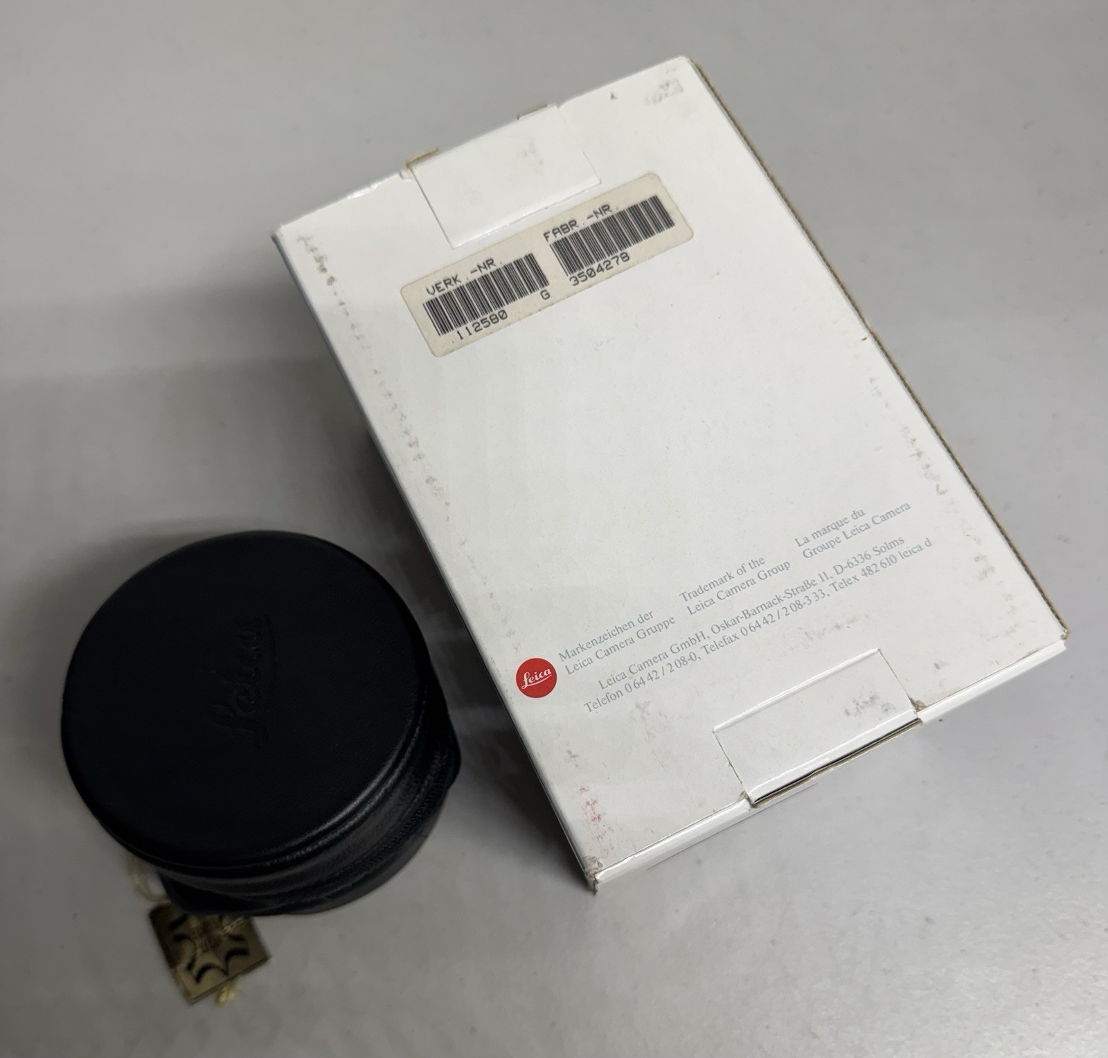 LEICA ELMARIT-R 19 19mm f/2.8 empty BOX plus Original Leather Pouch for Lens