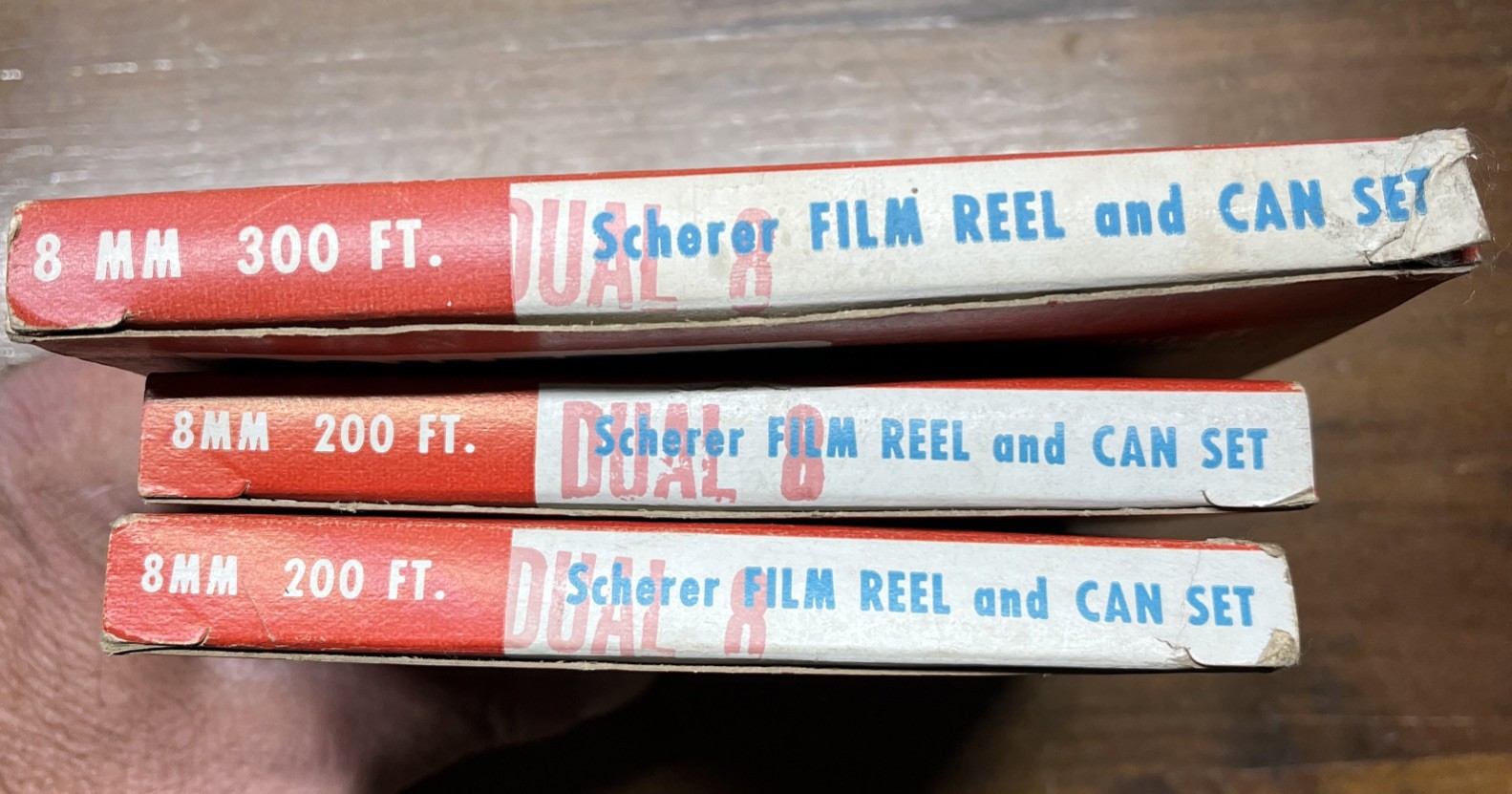 Lot Of 3 Scherer 8 mm (2)200 ft. (1)300 ft. Can And Reel Original Boxes -1 Reel