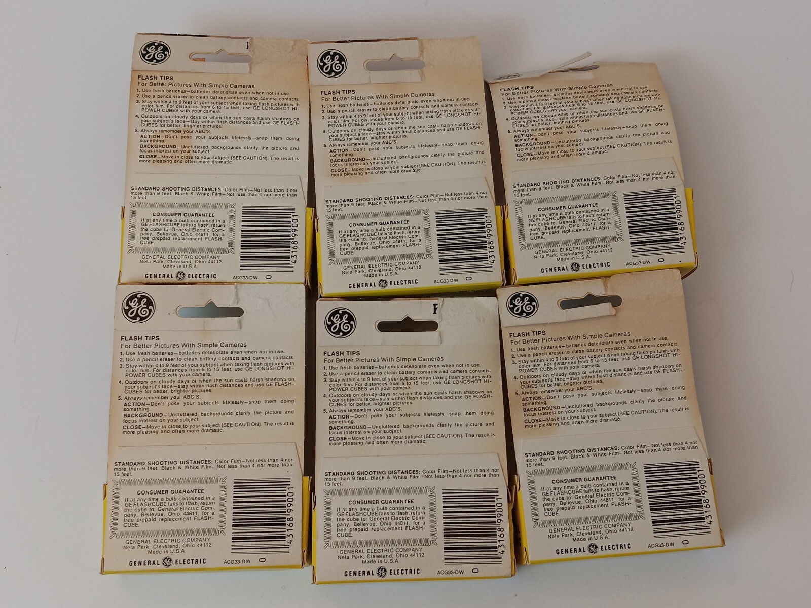 Vintage General Electric Flashcubes Pack of 3 Cubes 12 Flashes Made in USA NEW!