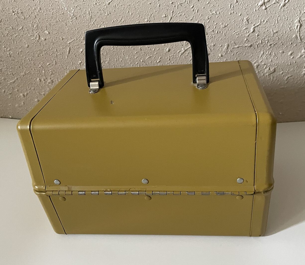 Kenco VTG Film Reel Chest For 8MM & Super 8 Film Cans Mustard Yellow W/ Handle