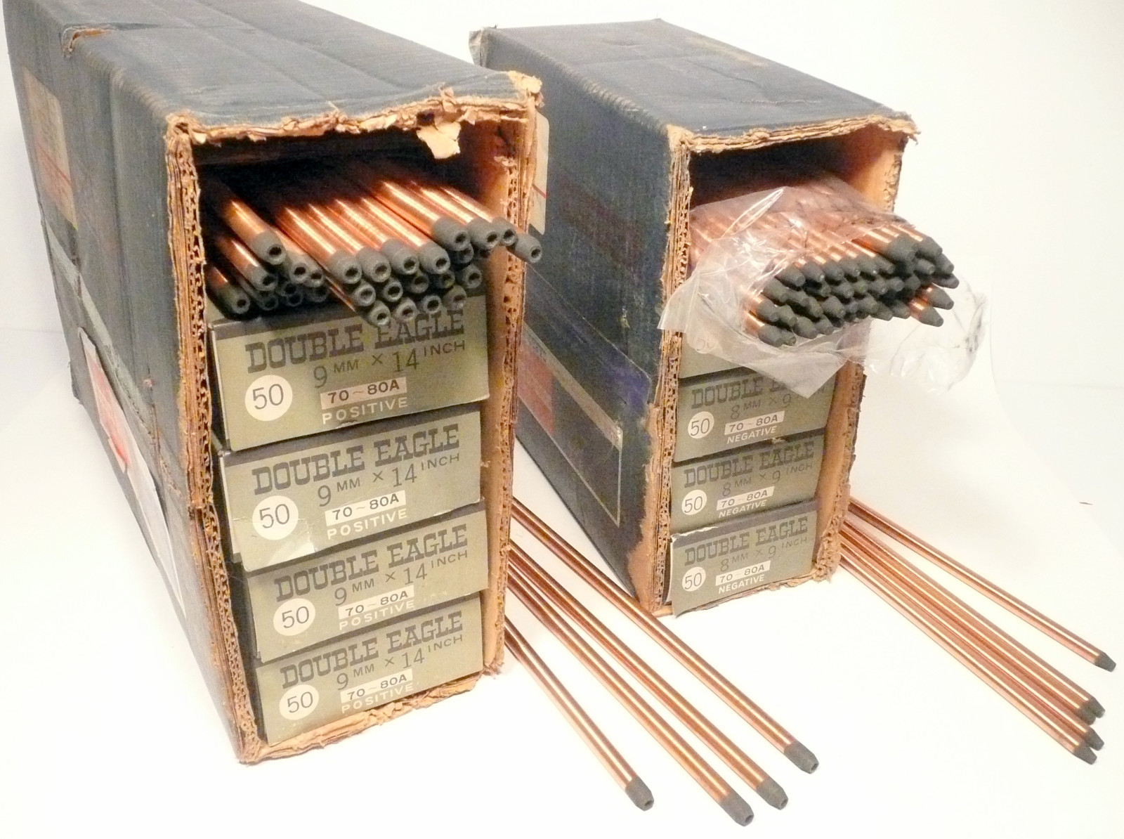 nos CARBON ARC RODS – 244 MARBLE SETS- 9mm POSTIVES & 8mm NEGATIVES – 70-80 AMPS