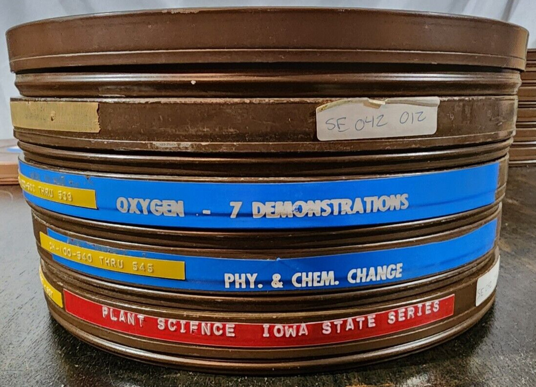 Vtg Set of 5 Goldberg Brothers 16mm Metal Film Reel 9 1/2in Canister Art Decor