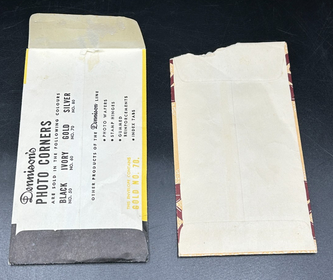 Lot of 6 Open Envelopes of Photo Corners – Vintage – Dennison – Nuage
