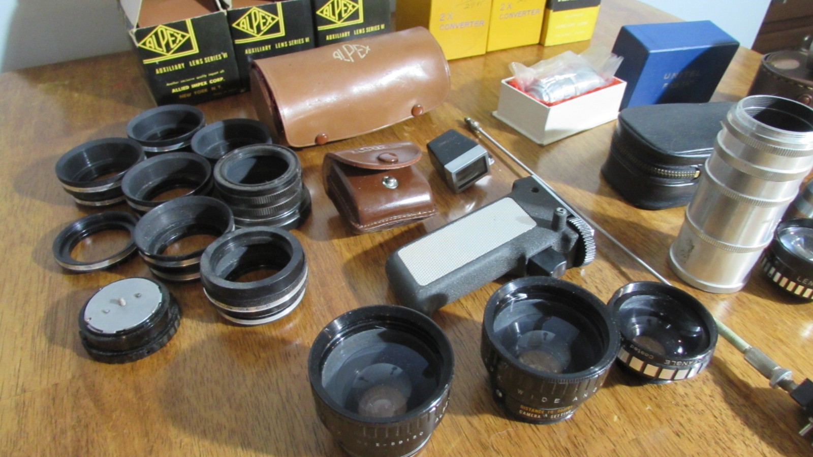Vintage Camera Accessories Lot Lenses Parts Mixed Alpex Kaligar Kodak Vemar