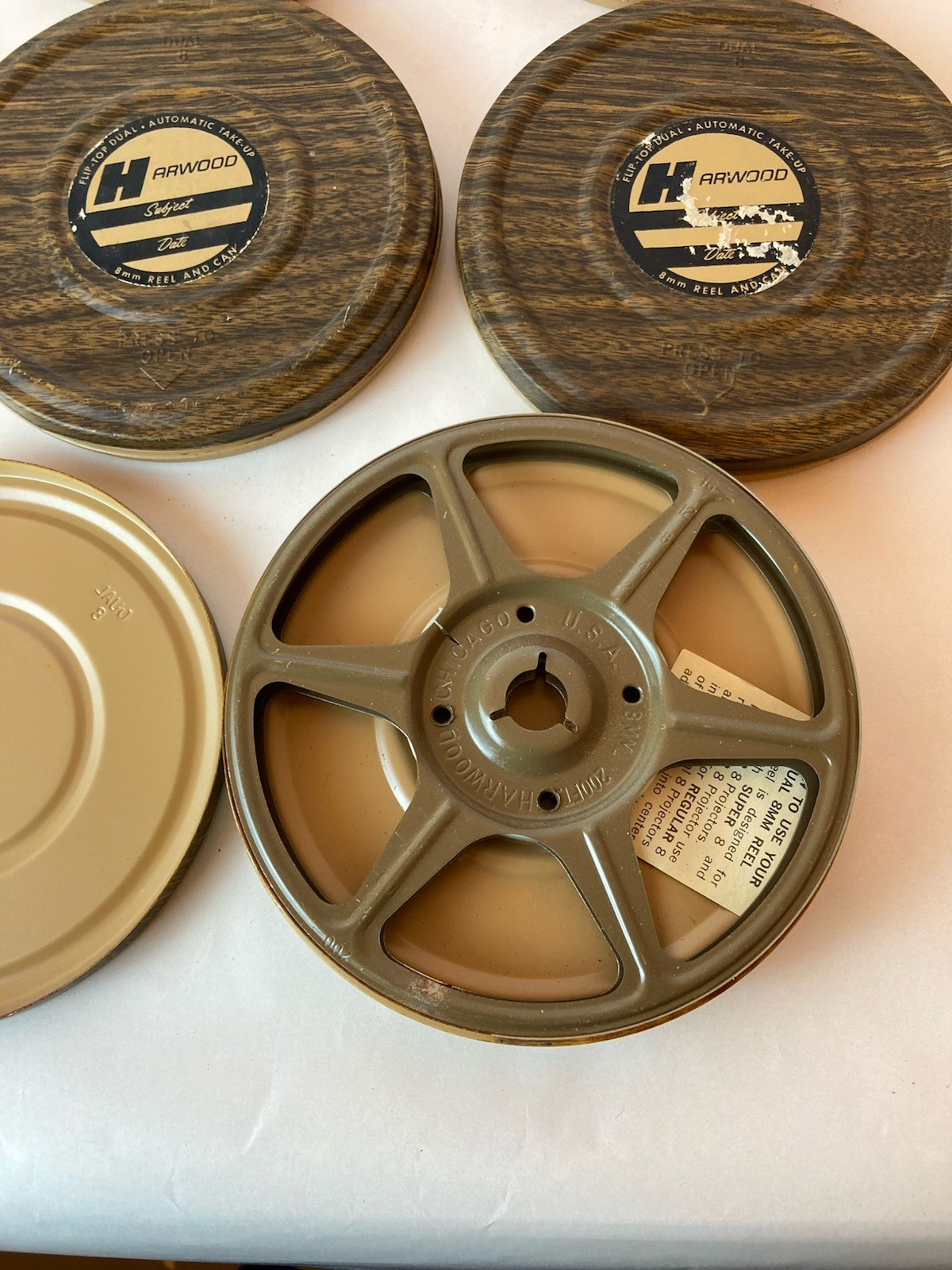 Set of 8 8mm Film Reel and Can Harwood See description