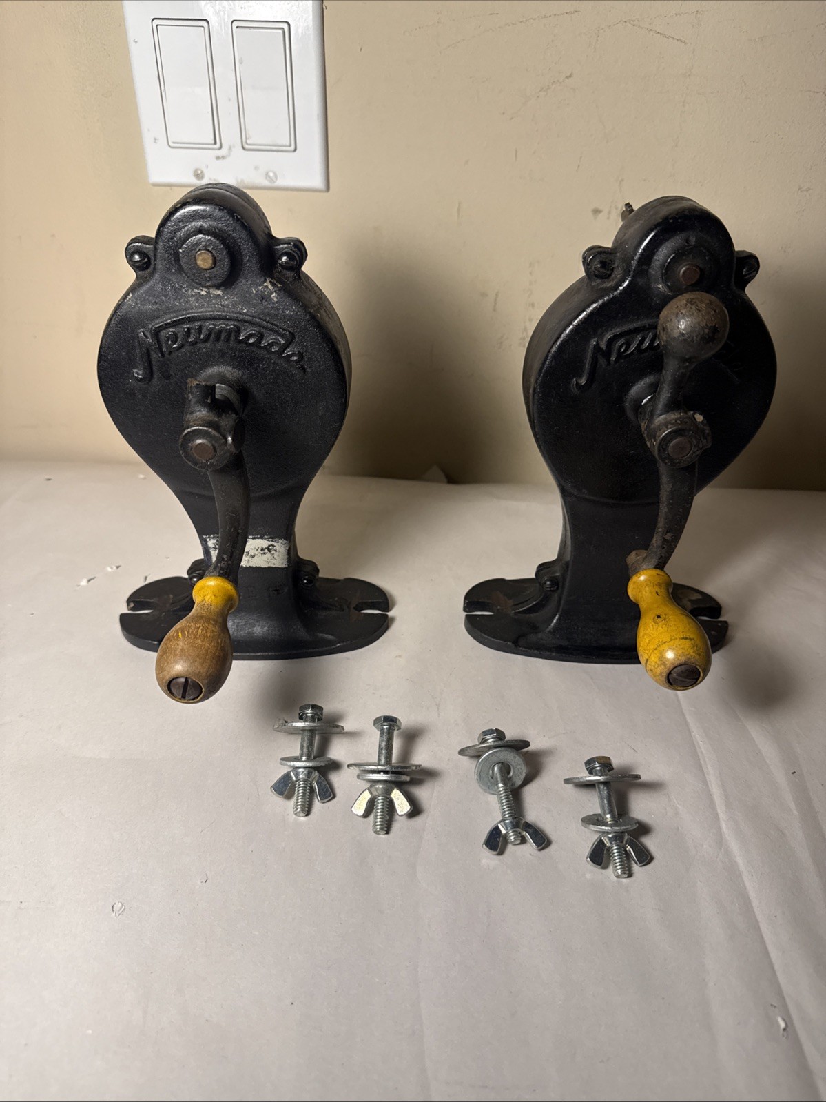 (2) Vintage Neumade 35mm Cast Iron Dynamic Rewind