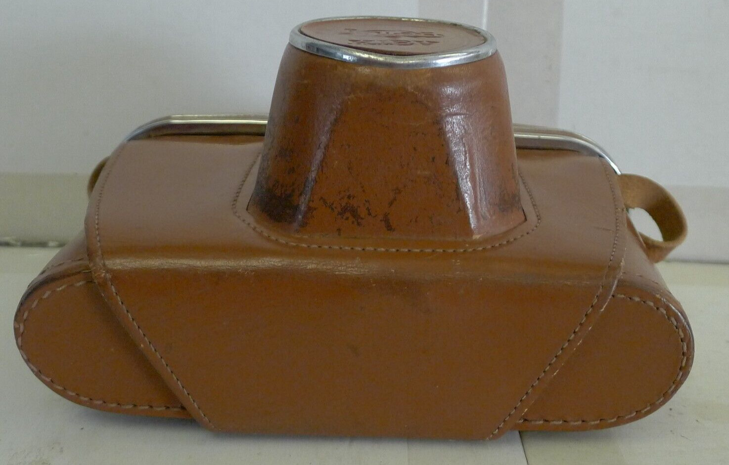 Russian Kiev 2-Part Brown Snap Close Fitted Leather Camera Case with Strap -Used