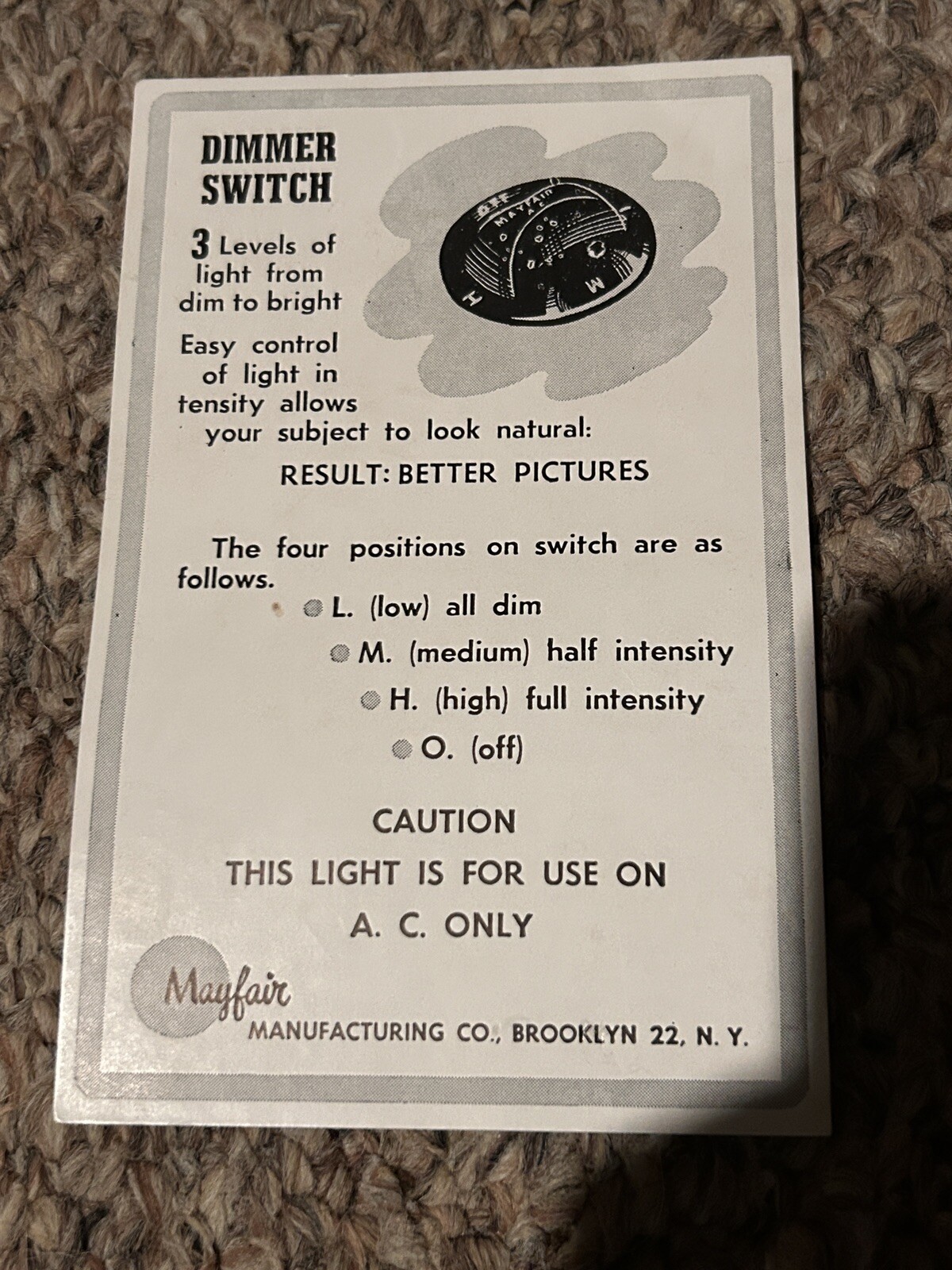 Vintage Movie Light Mayfair Flex master Photography Original Packaging Dimmer