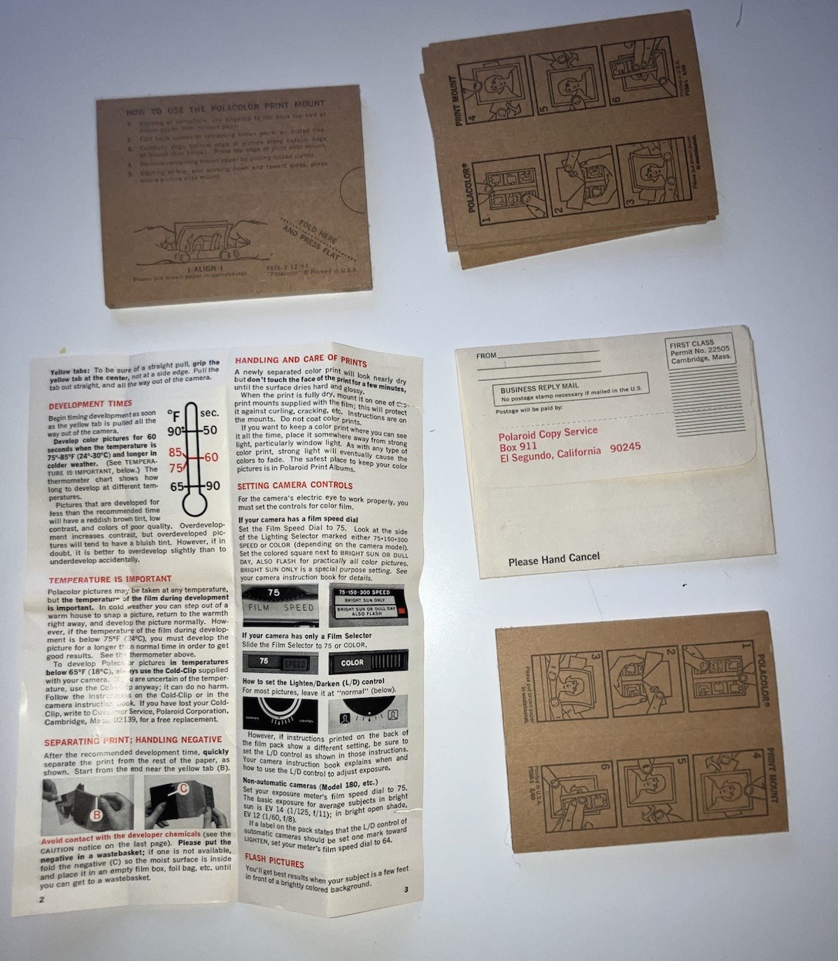 24 Vintage Polaroid Polacolor Print Mounts + Instructions & Mail Order Envelope