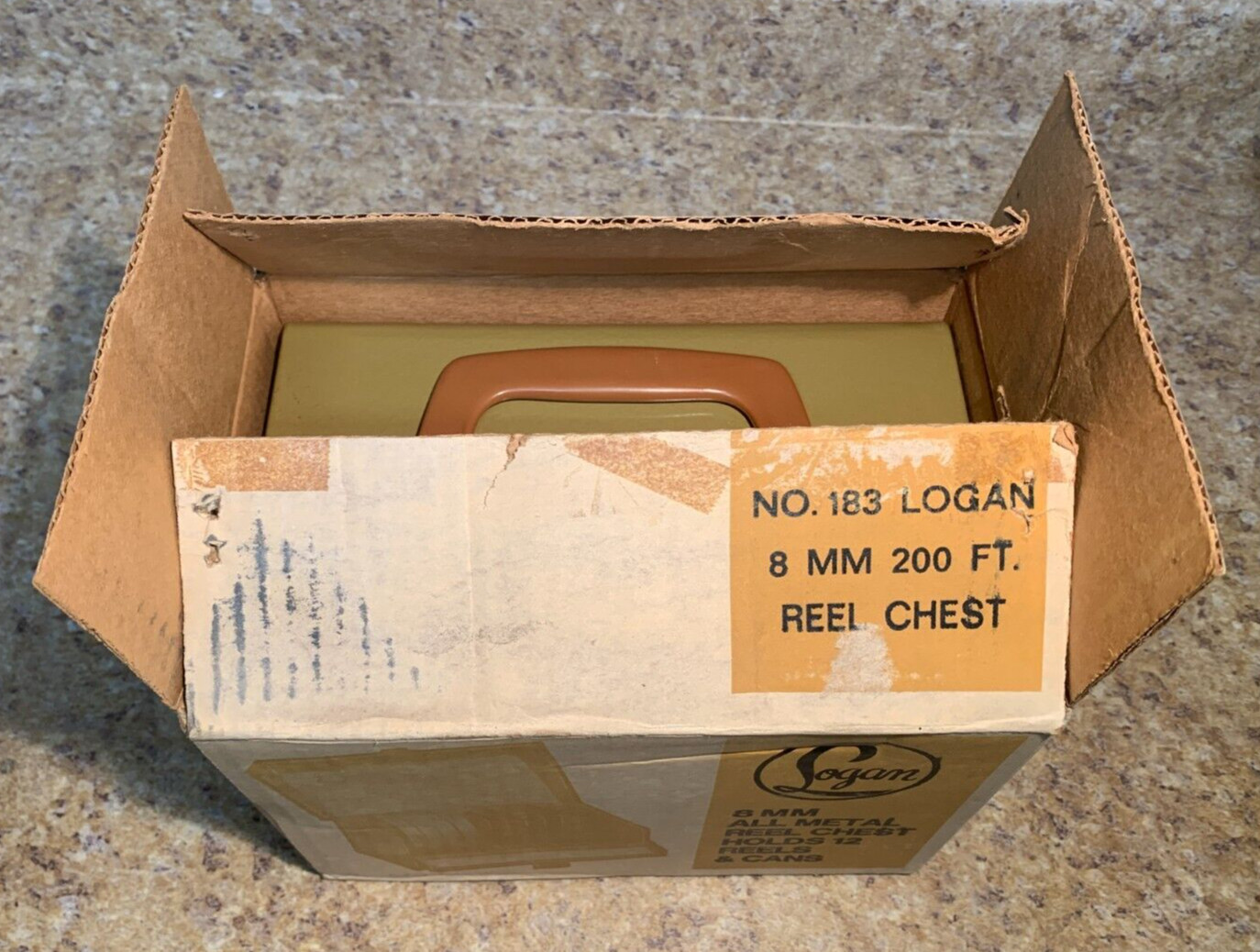Vintage NEW in box Logan 8mm Film Reel Metal Chest 12 Reels and Cans