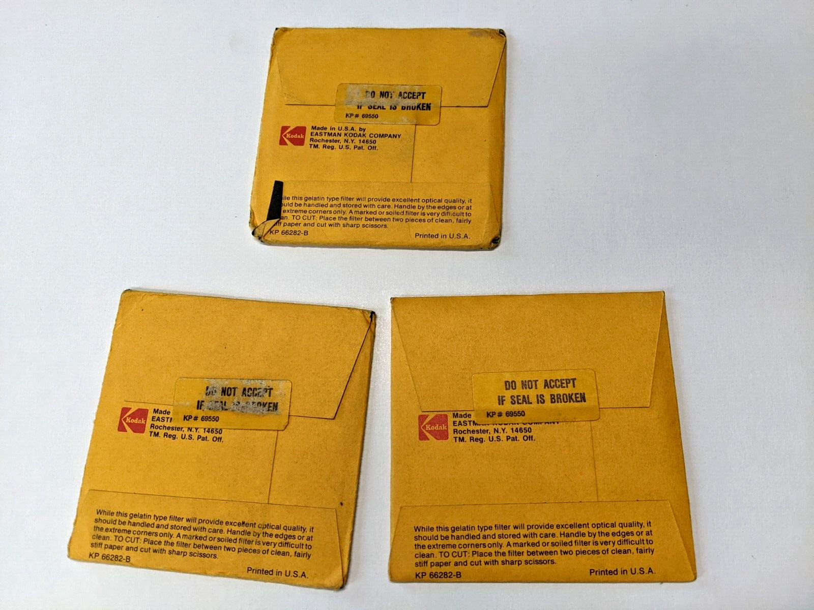 3 Pcs Vintage Kodak CC40M Color Compensating Filter 75mmx75mm 149 6686 Sealed