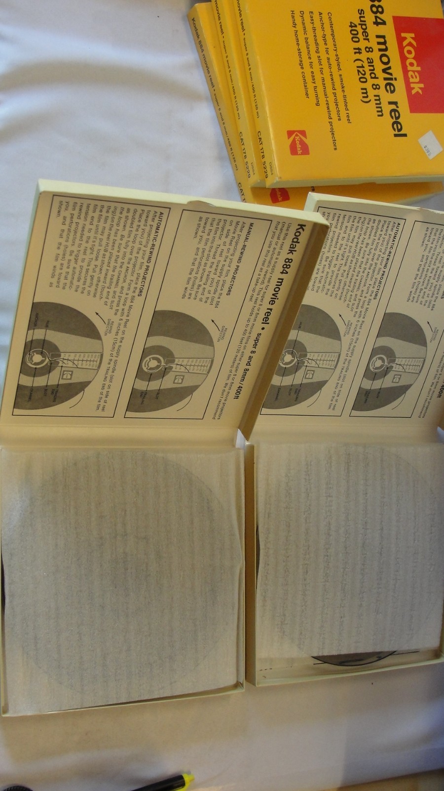 NEW LOT of 4 Kodak 884 Movie Reels Super 8 and 8mm 400ft mint & 1–200ft