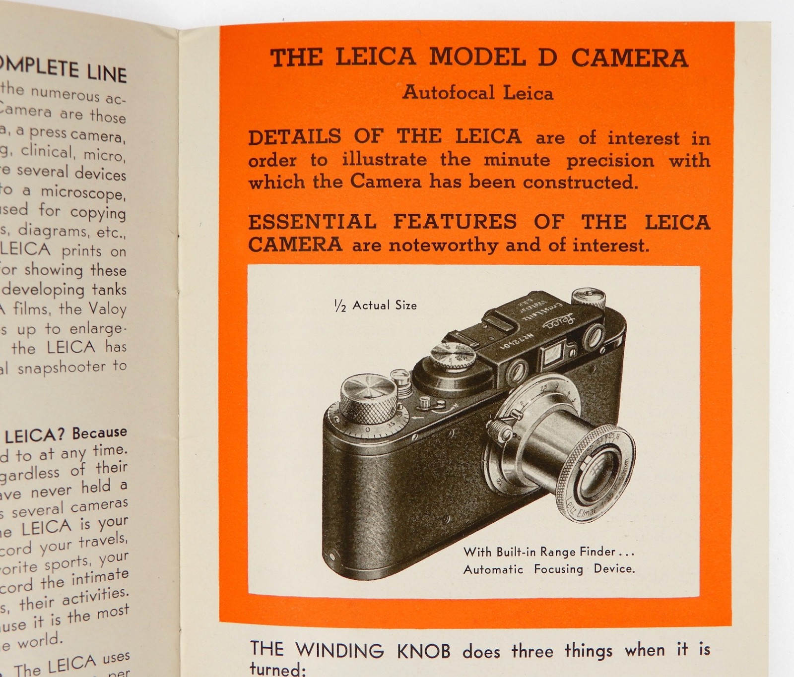 Why Leica Booklet 1213 for Leica II Model D Period,by E.Leitz Inc.,New York #1
