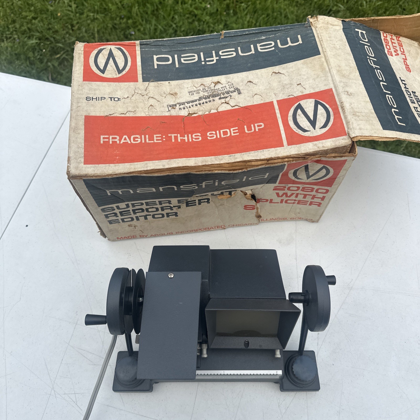 VTG Mansfield Super Eight Reporter Editor 2080 w/ Splicer Box WORKS Film Cinema