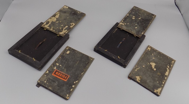 Vintage Glass Tintype Plate Negative Holders Set Of Two Double Sided 4.75×3.5