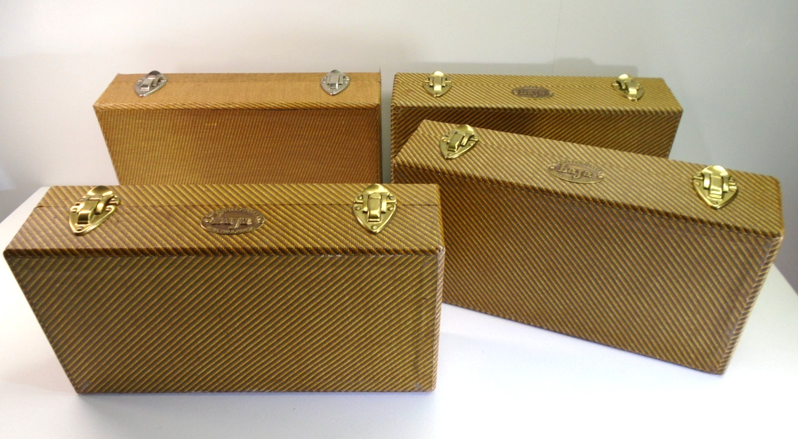 Vtg Barnett & Jaffe Baja Film Slide Case Lot 4pc 100 Slide Box 10″ Retro Stripe