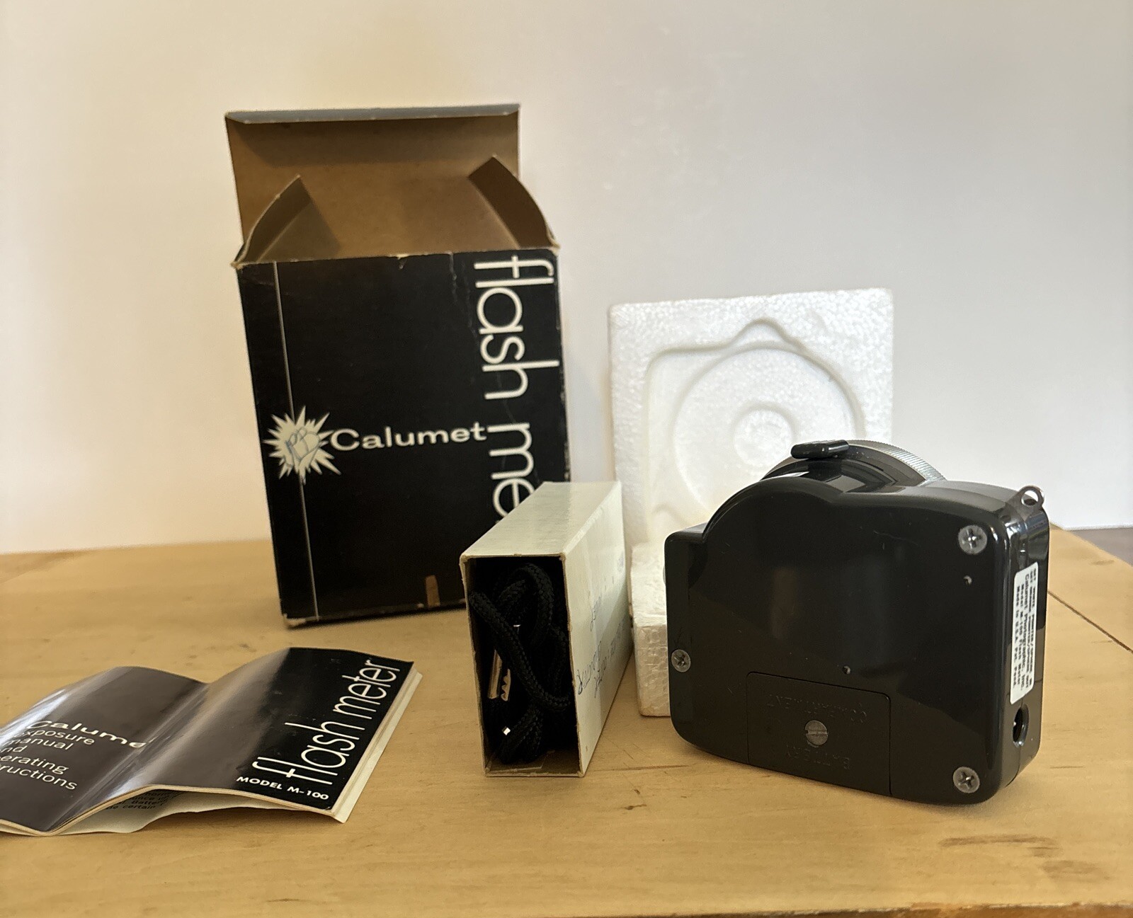 Vintage Calumet Flash Light Meter M-100 Original Box Cords Instructions