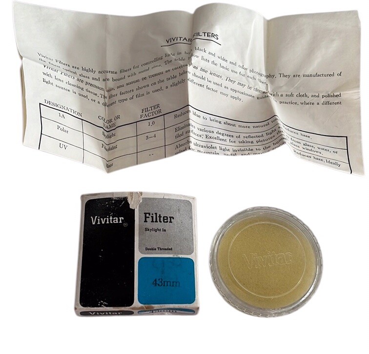 Vtg VIVITAR 43mm Filter Skylight 1a Box~Plastic Case~Instructions ONLY~Japan