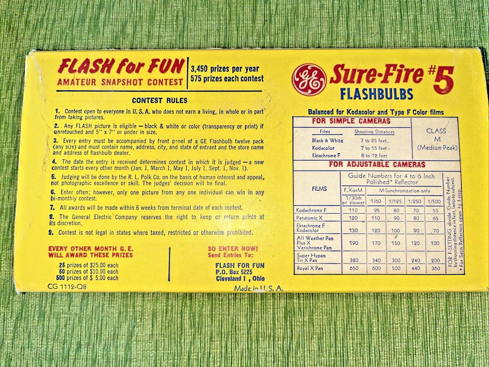 General Electric Sure-Fire #5B Flashbulbs for Vintage Cameras