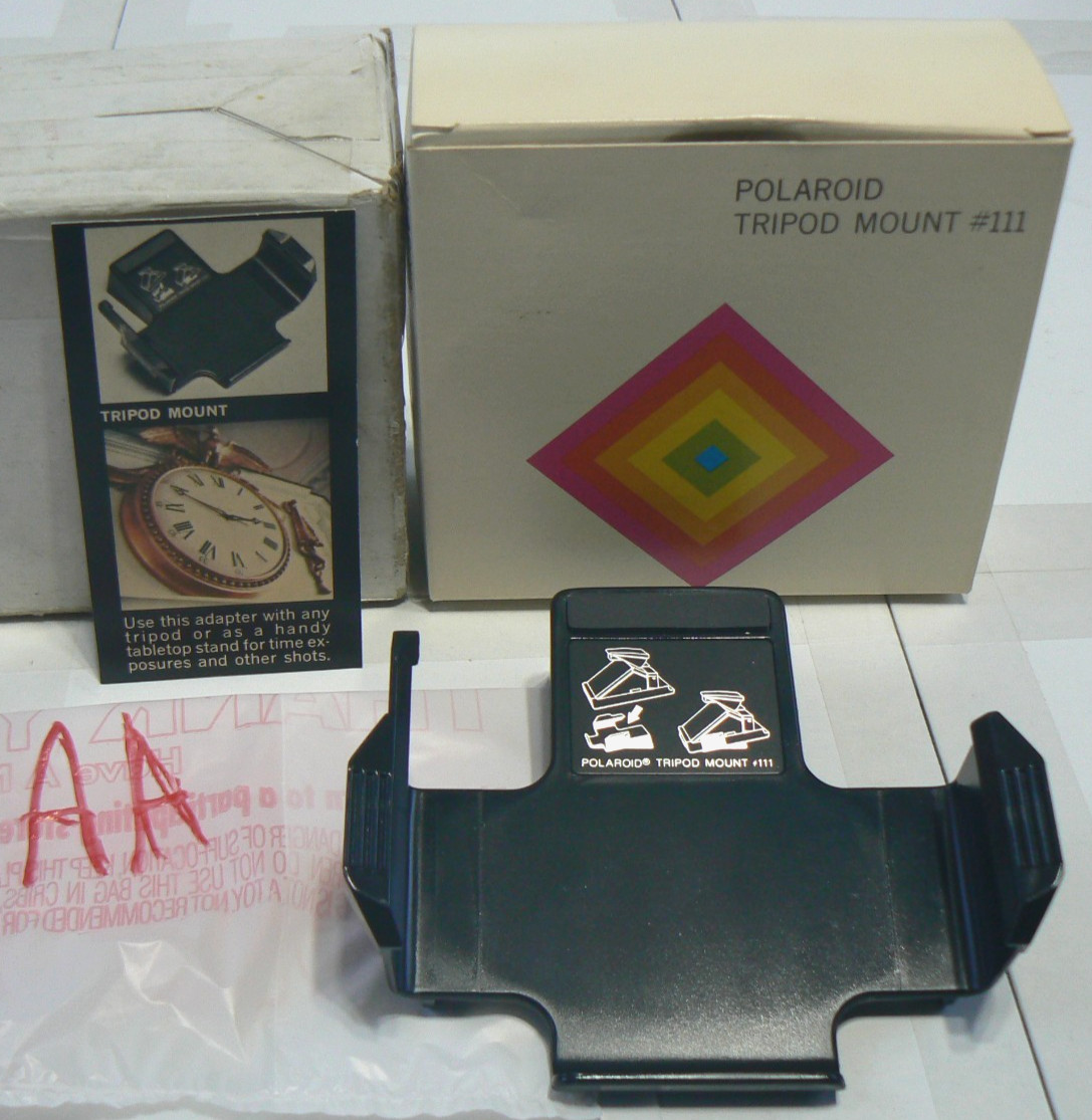 Polaroid SX-70 Camera #111 Tripod Mount +Box & Advertisement Card AA