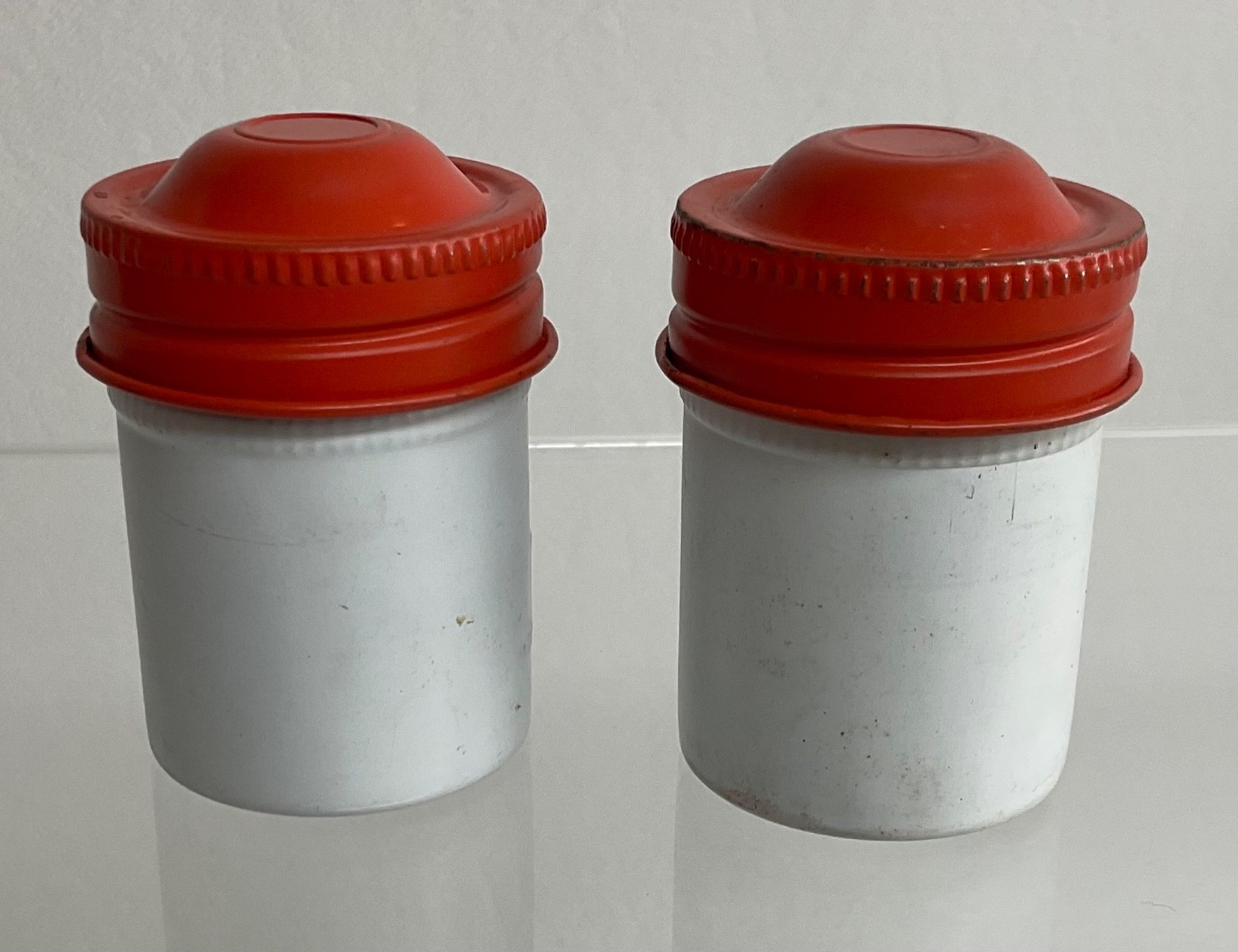 VTG Lot of 2 Kodak 35mm Film Roll Embossed Container Metal Tin Can Canister