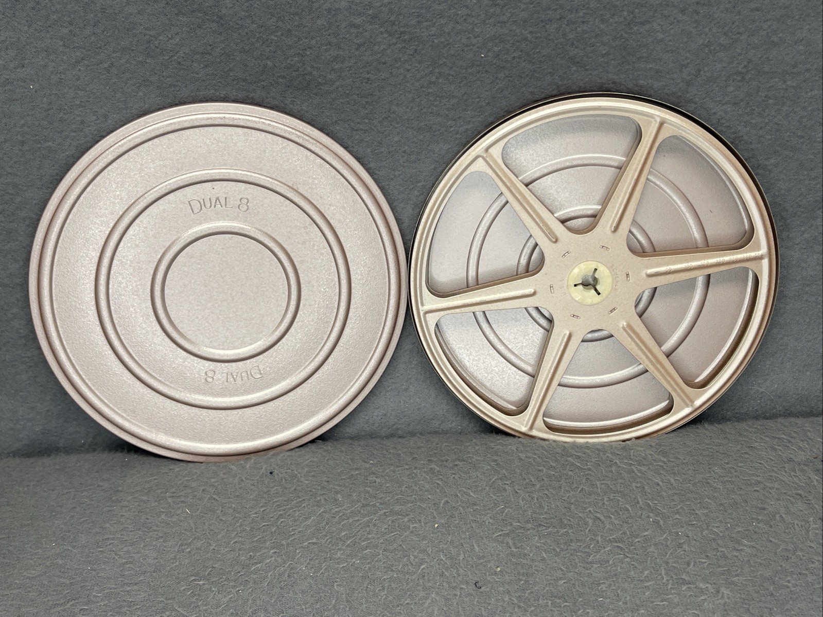 Empty 8mm Metal Film Reel w/ Canister – 7″ Diameter Dual 8