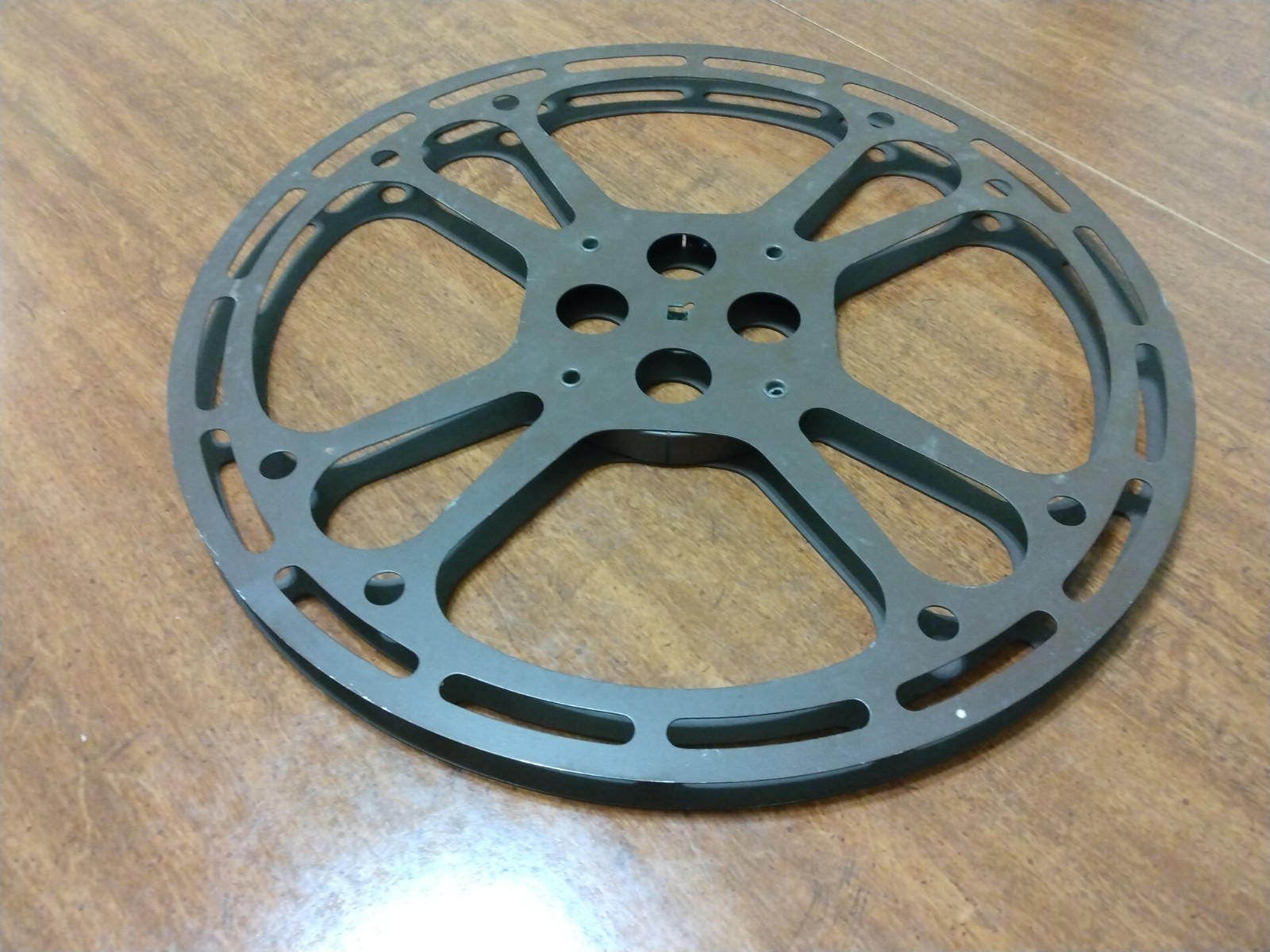VTG Metal Film Reel Goldberg Bros Large 2000′ 600m 16mm Slotted Retro Rare