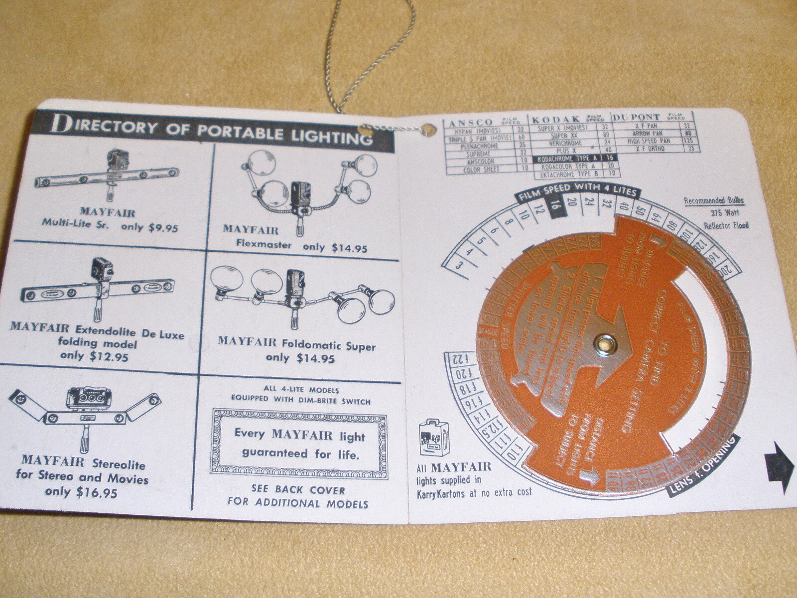 Never Used 1954 Flexmaster Camera Light Extension Bar w/ Box & Instruction Book
