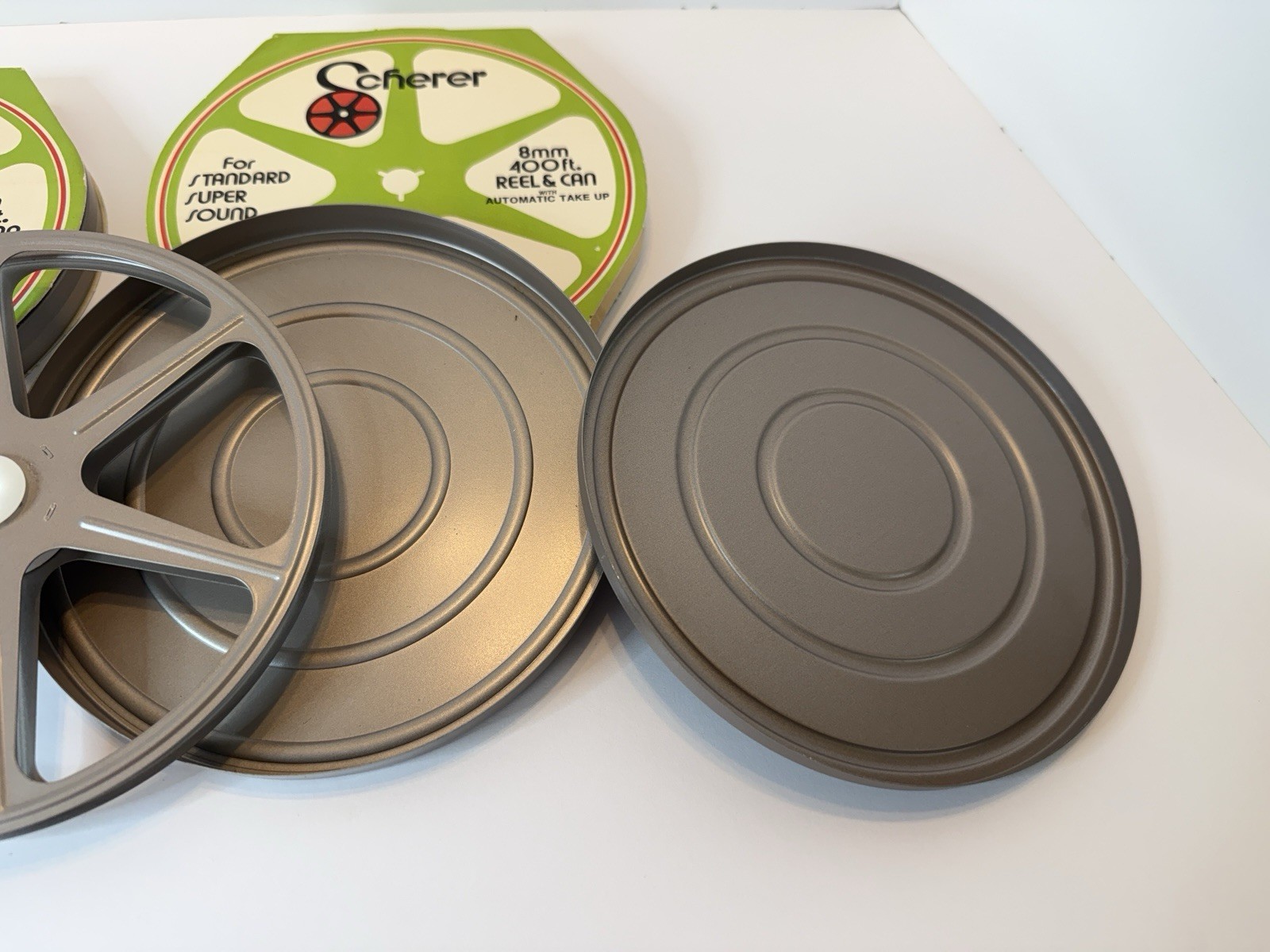 Scherer 8mm Metal Film Reels NEW OLD STOCK Film Reel And Can Set Lot Of 2