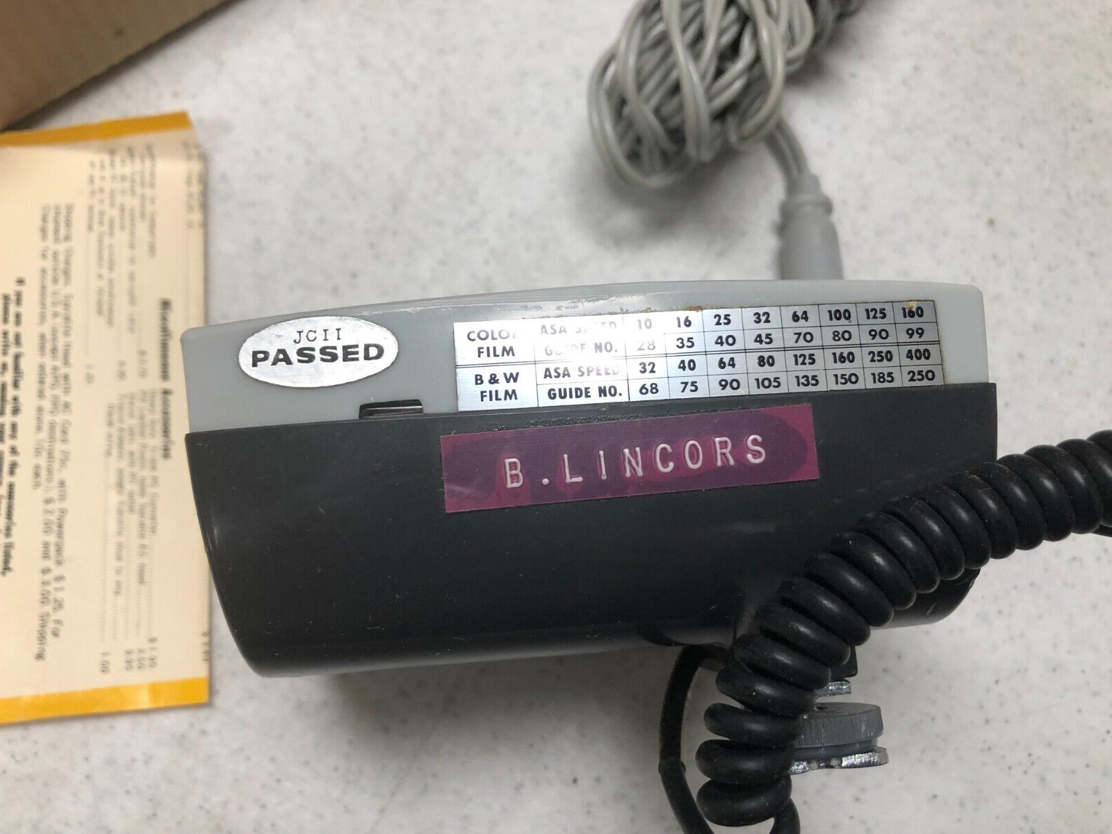 Vtg Spira Lite Electronic Flash only & Instructions no battery pack