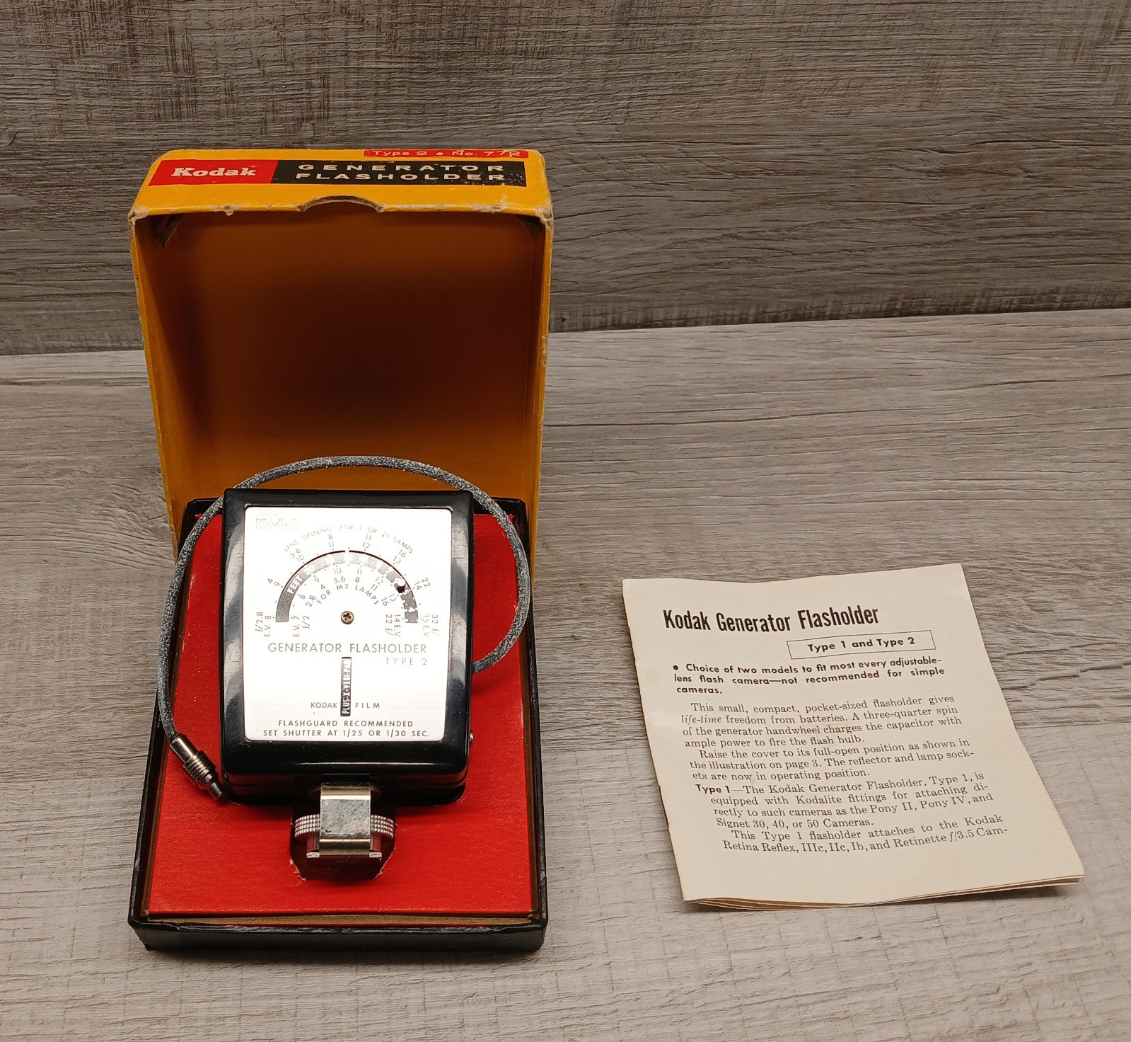 Vintage Kodak Generator Flasholder Type 2 No. 772 with Original Box