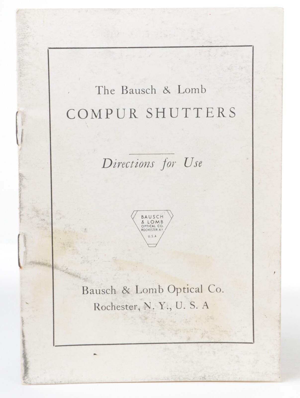 Bausch & Lomb 1939 Compur Shutter instructions, RARE and COLLECTIBLE