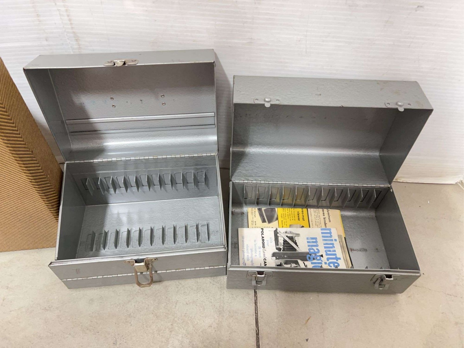 2 Brumberger & 1 Eagle Lock Metal 8mm Film Chest Carrying Case