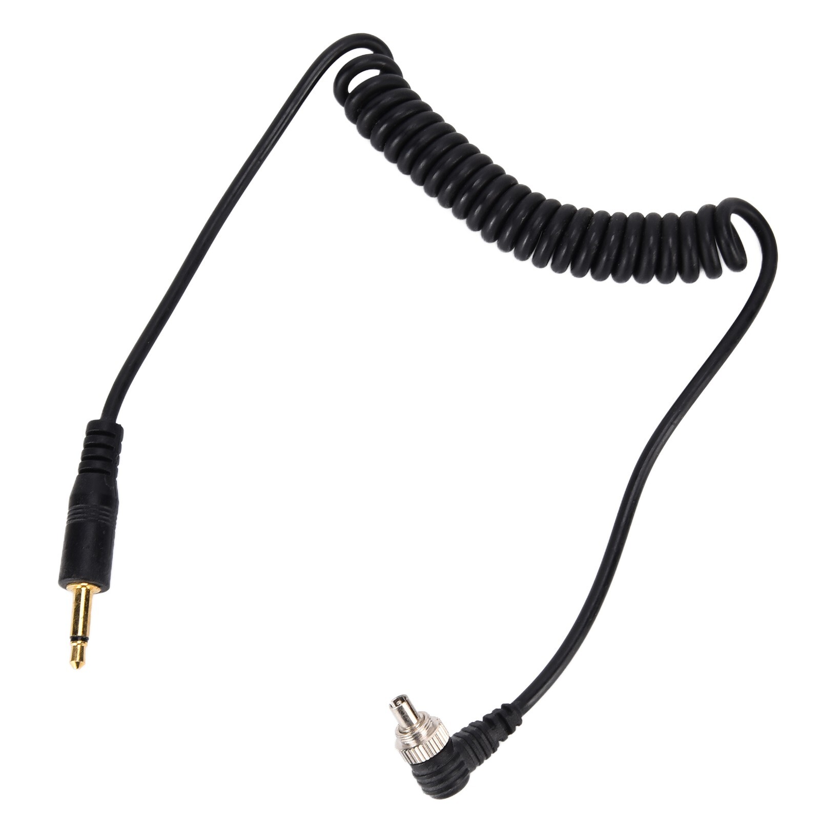 2pcs Universal 3.5mm to Male Flash PC Sync Cable Coiled Cord with Screw Lock