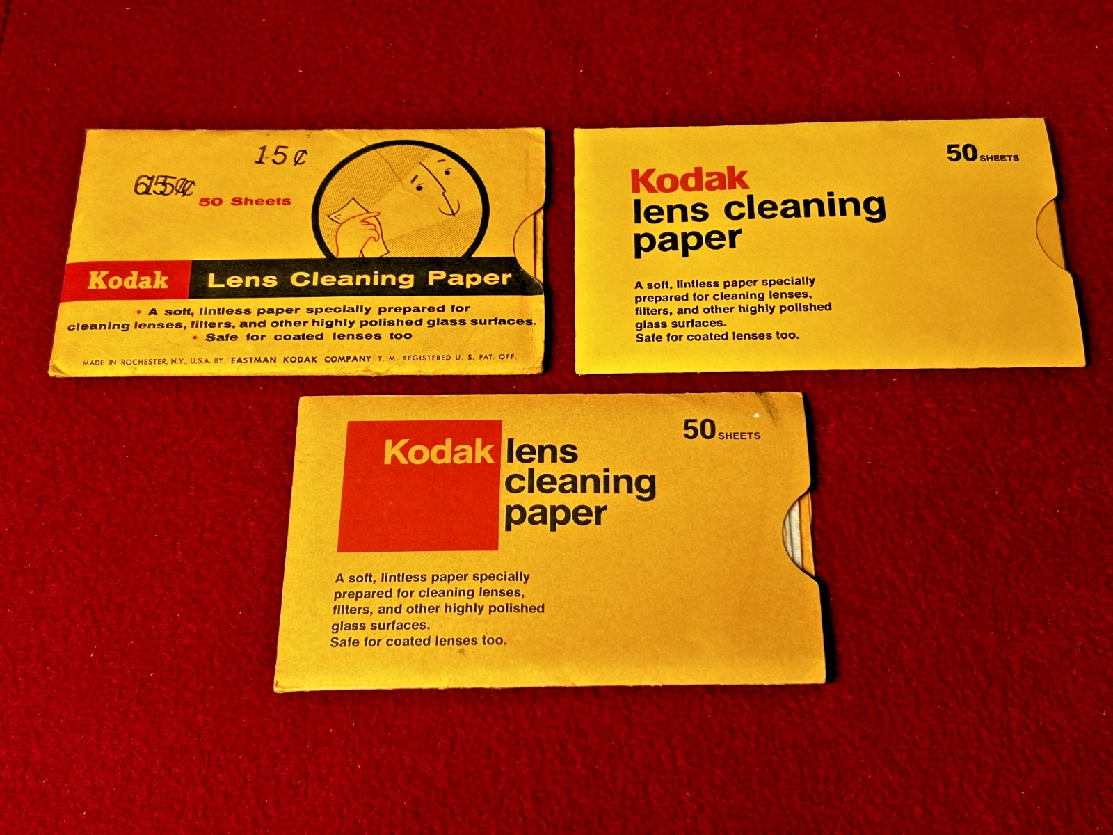 Lot of 3 Vintage Kodak Lens Cleaning Paper Packets