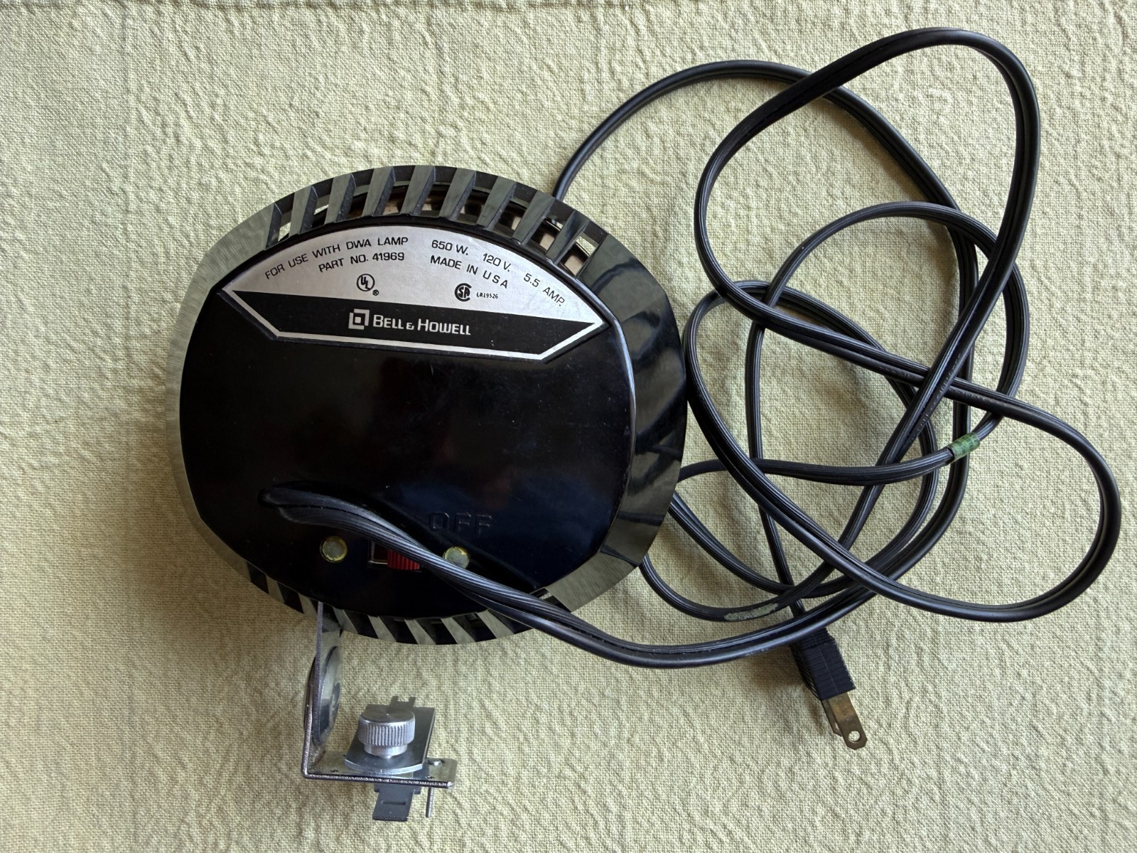 60’s Vintage BELL & HOWELL Movie Camera Light Lamp – 650 W. 120 V. – No. 41969