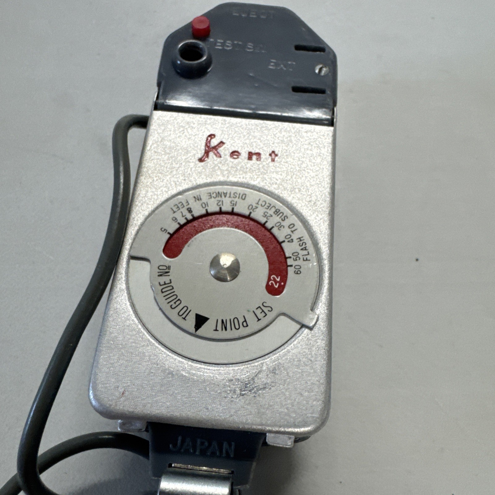 Vintage Kent Folding-Mite Camera Flash With Gray Soft Case And Bulb 1960s