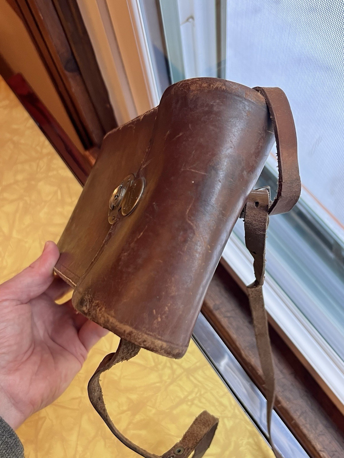 Antique Kodak Paris & Lyon Folding Film Camera Case in Brown Leather with Strap