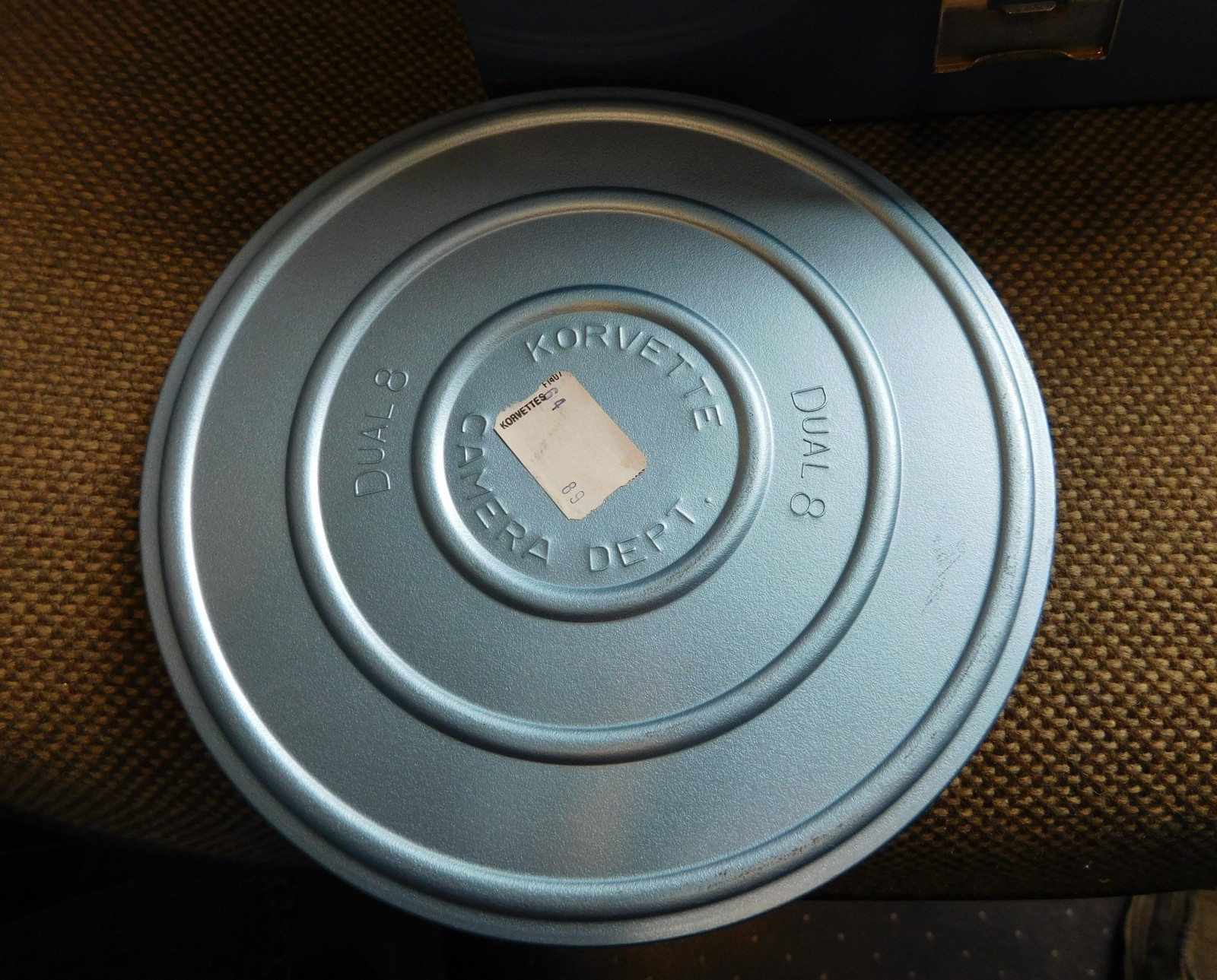 LOT OF 12 DUAL 8 8MM 7″ CANISTERS With CARRYING CASE Korvette Camera Dept