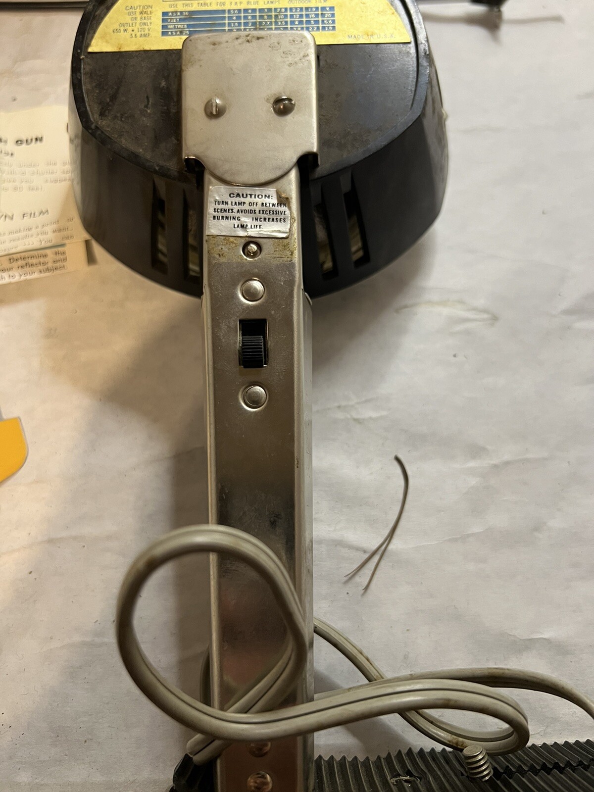 GE ACMELITE Attachment Bright Lamp Electric Tested Working, Leather Bag Vintage
